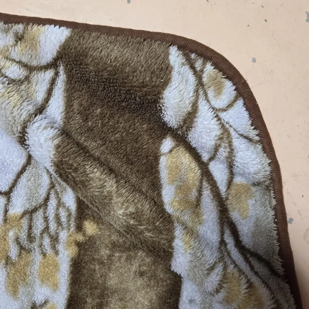 Biederlack Blanket Acrylic Throw 1980s Vintage Throw Wild Horse Mustang Pony